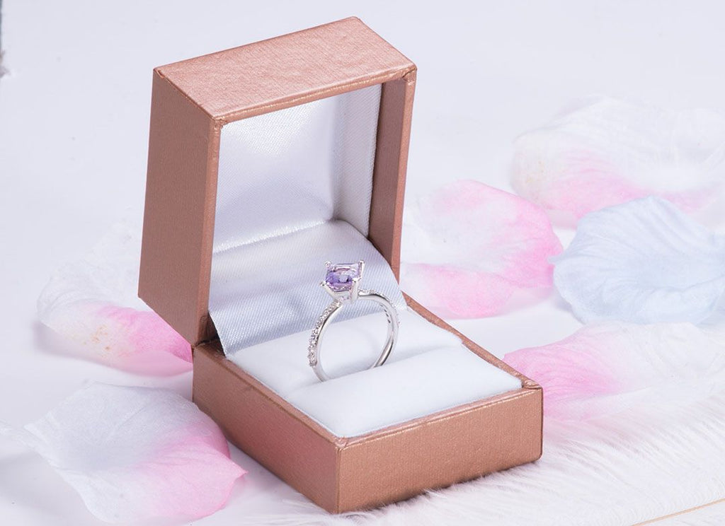 Nhẫn Đá quý thiên nhiên Square-cut Amethyst Ring in Sterling Silver by AME Jewellery