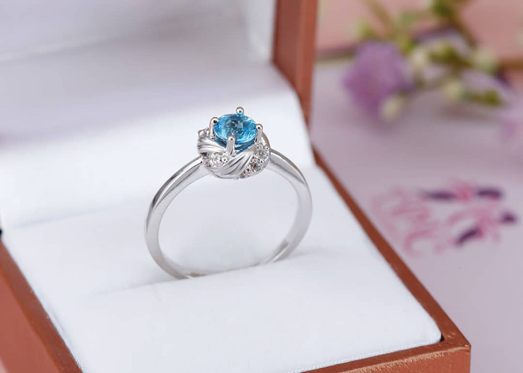 Nhẫn nữ Đá quý tự nhiên Blue Topaz silver ring | AME Jewellery