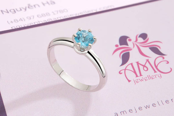 Nhẫn nữ Đá quý thiên nhiên Blue Topaz Ring | AME Jewellery