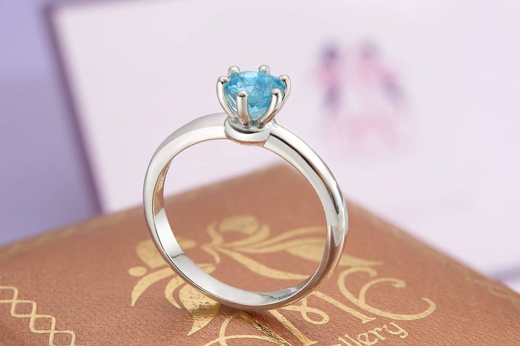 Nhẫn nữ Đá quý thiên nhiên Blue Topaz Ring in Sterling Silver by AME Jewellery