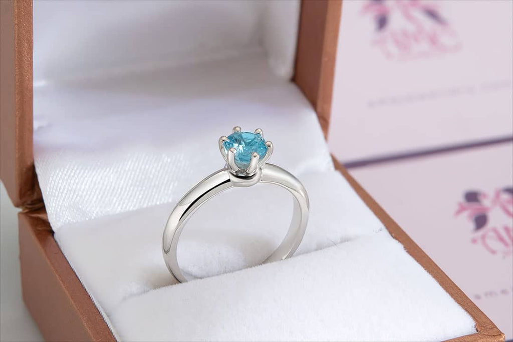 Nhẫn nữ Đá quý thiên nhiên Blue Topaz Ring in Sterling Silver by AME Jewellery