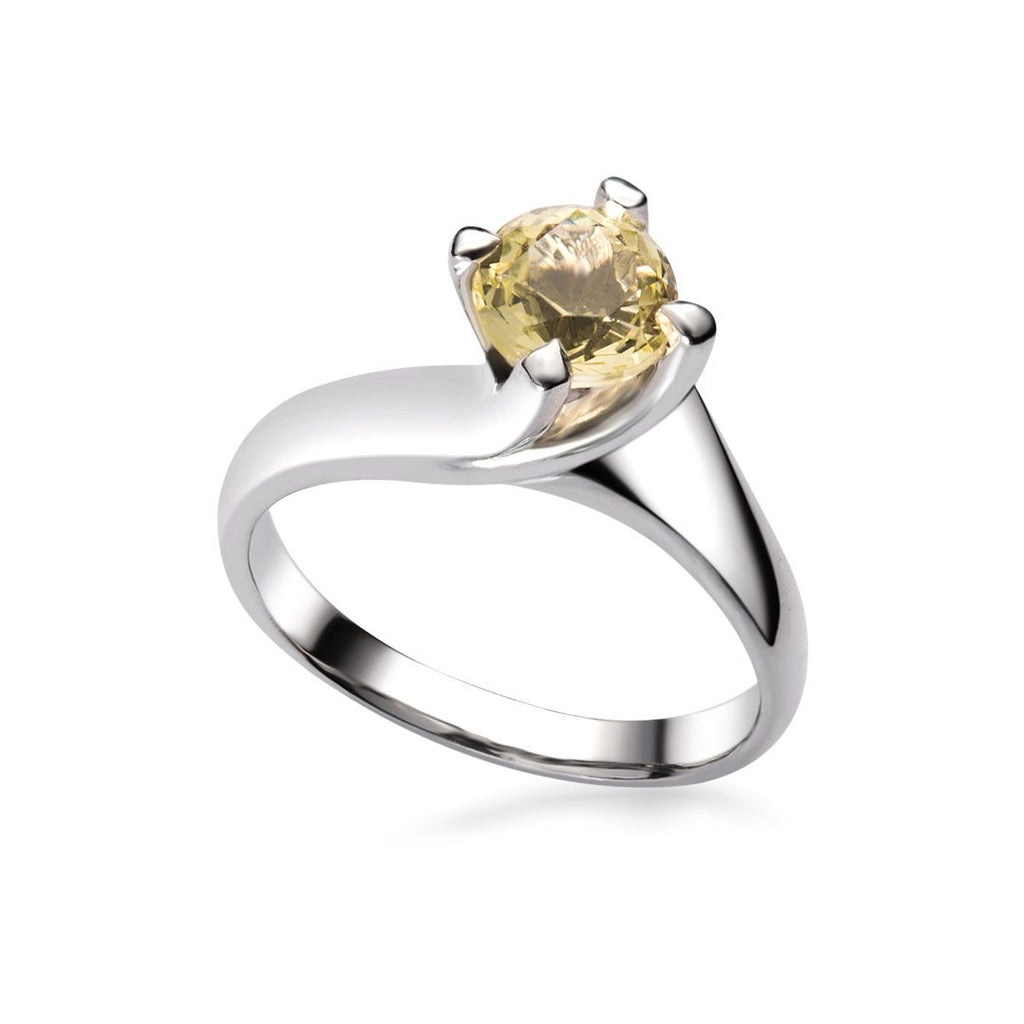 Nhẫn Đá quý thiên nhiên Citrine Solitaire Twist Ring in Sterling Silver by AME Jewellery