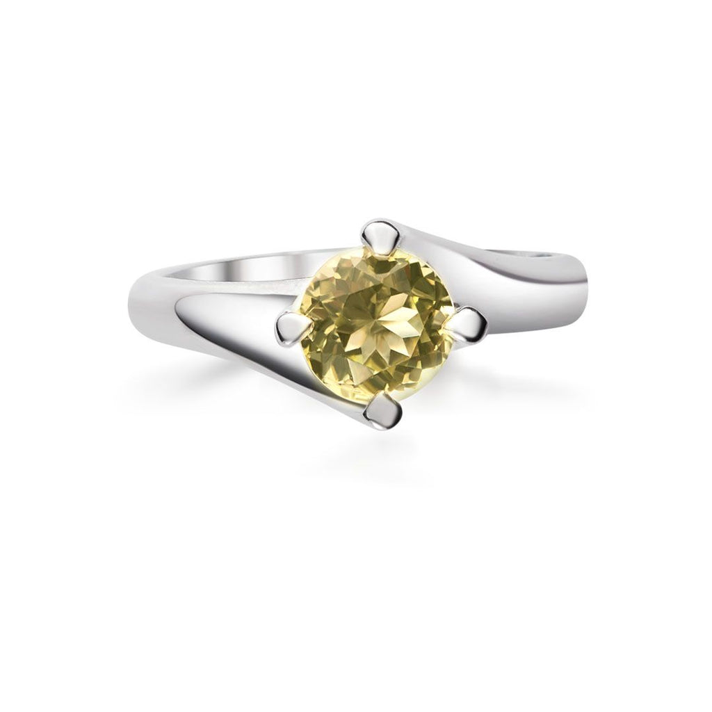 Nhẫn Đá quý thiên nhiên Citrine Solitaire Twist Ring in Sterling Silver by AME Jewellery