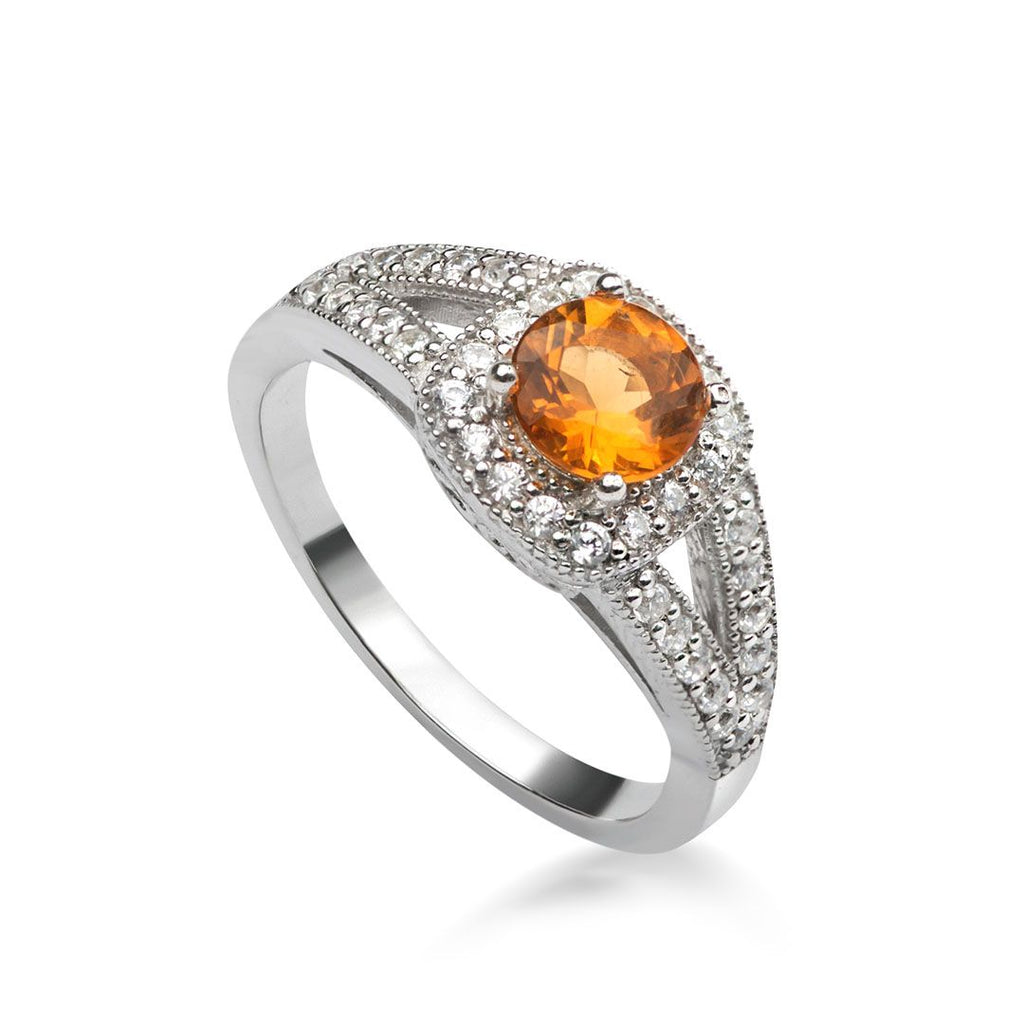 Nhẫn Đá quý thiên nhiên Citrine Vintage Ring in Sterling Silver by AME Jewellery