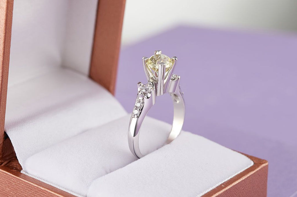 Nhẫn nữ Đá quý thiên nhiên Citrine three-stone Ring in Sterling Silver by AME Jewellery