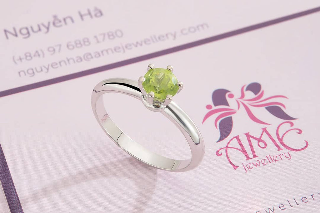 Nhẫn nữ Đá quý thiên nhiên Peridot Ring in Sterling Silver by AME Jewellery