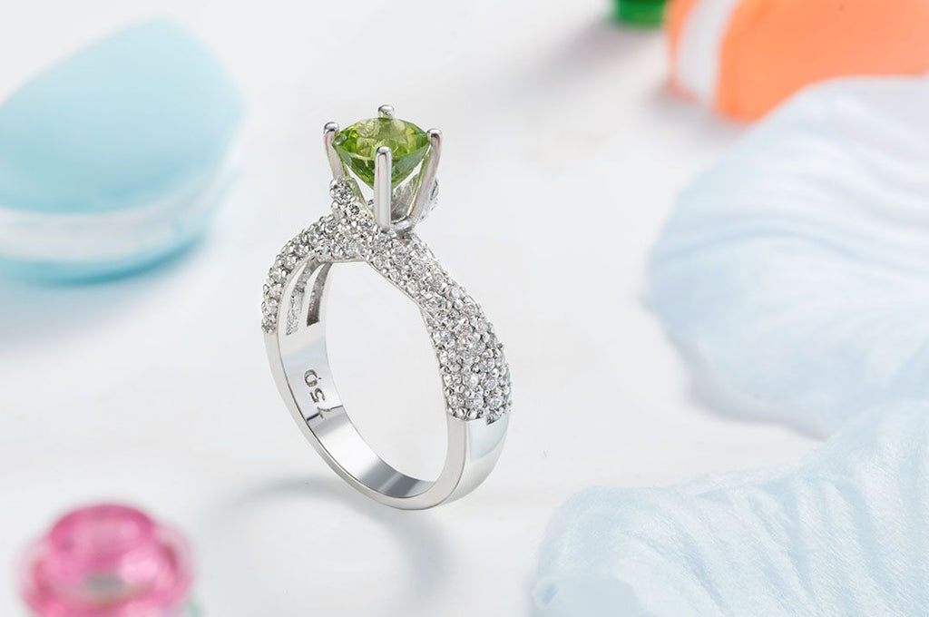 Nhẫn nữ Đá quý tự nhiên Peridot Silver Twist Ring in Sterling Silver by AME Jewellery