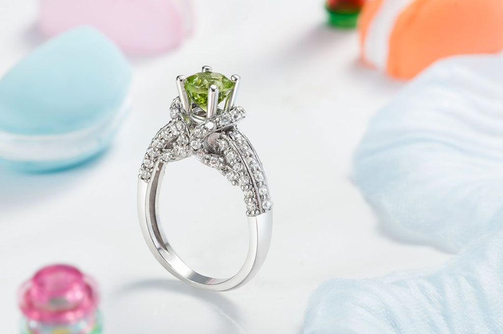 Nhẫn nữ Bạc cao cấp Đá quý tự nhiên Peridot Silver Cathedral Ring by AME Jewellery