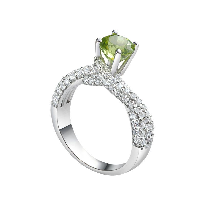 Nhẫn nữ Đá quý tự nhiên Peridot Silver Twist Ring in Sterling Silver by AME Jewellery