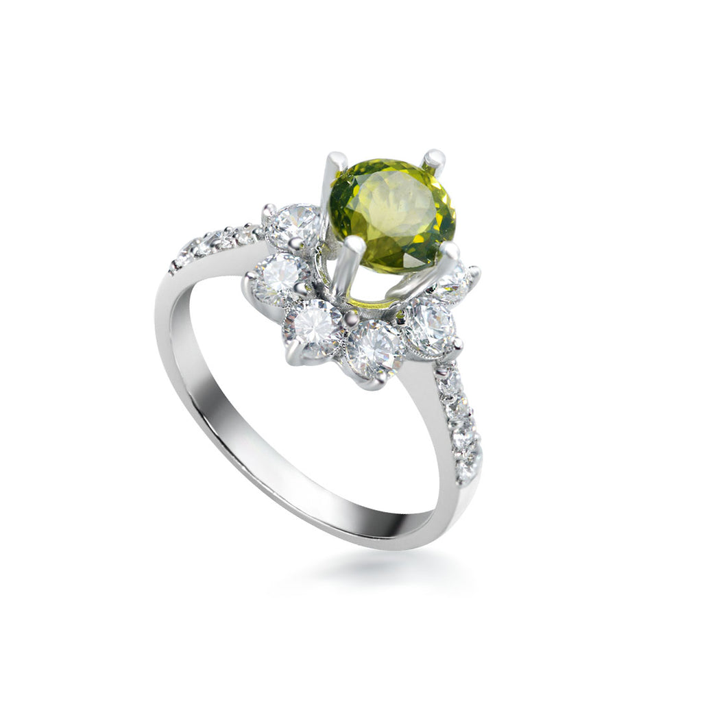 Nhẫn Đá quý tự nhiên Peridot flower ring in sterling silver by AME Jewellery