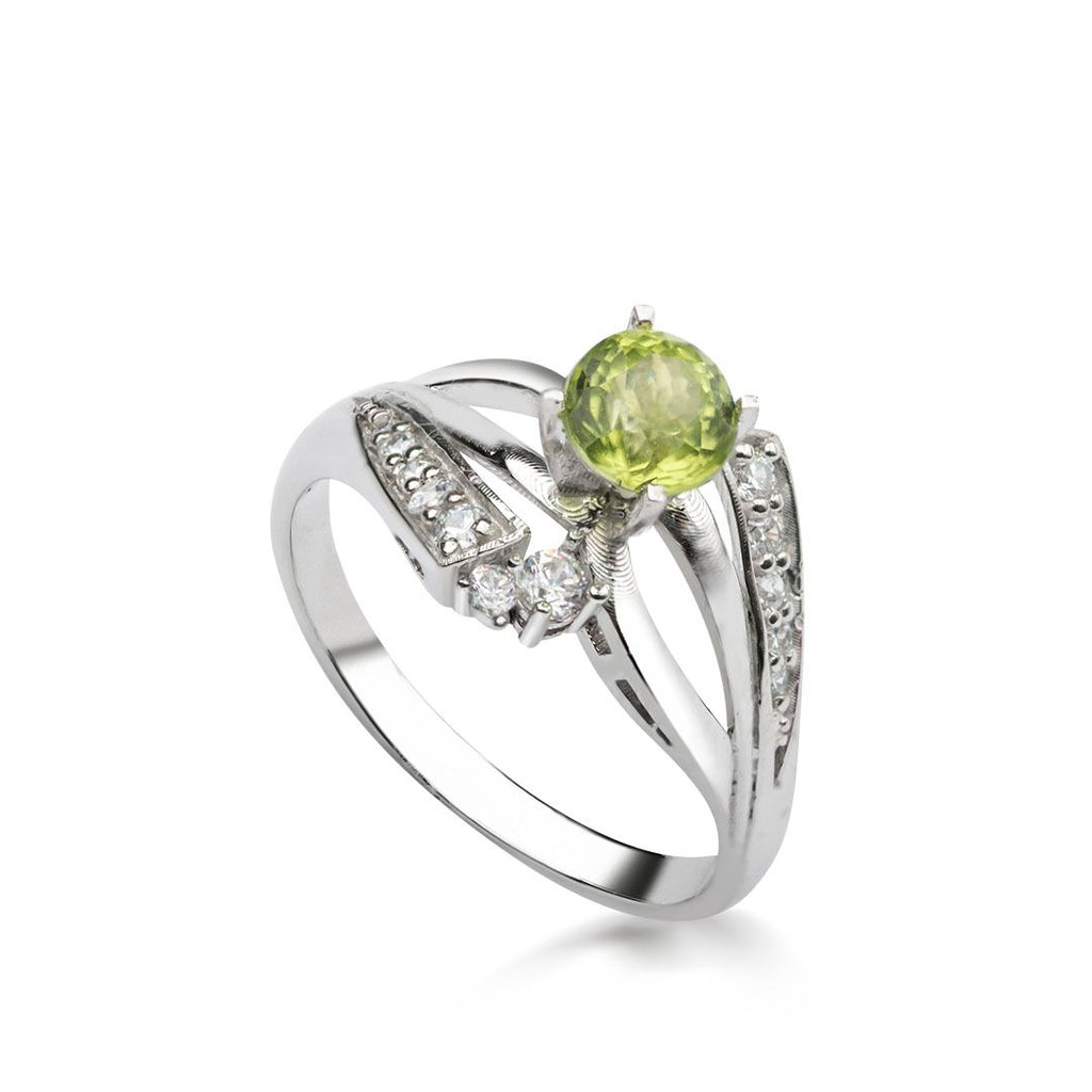 Nhẫn nữ Đá quý thiên nhiên Peridot Split shank Ring in Sterling Silver by AME Jewellery