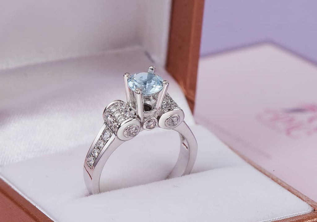 Nhẫn Đá quý thiên nhiên Swiss Blue Topaz Ring in Sterling Silver by AME Jewellery 