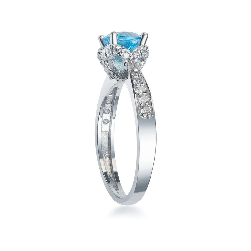 Nhẫn Đá quý thiên nhiên Blue Topaz Flower Ring in Sterling Silver by AME Jewellery