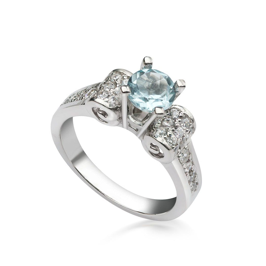 Nhẫn Đá quý thiên nhiên Swiss Blue Topaz Ring in Sterling Silver by AME Jewellery 