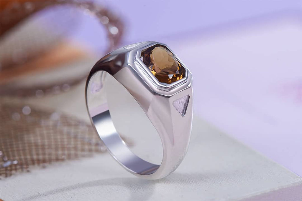 Nhẫn Nam Đá quý thiên nhiên Citrine Men's Ring in Sterling Silver by AME Jewellery