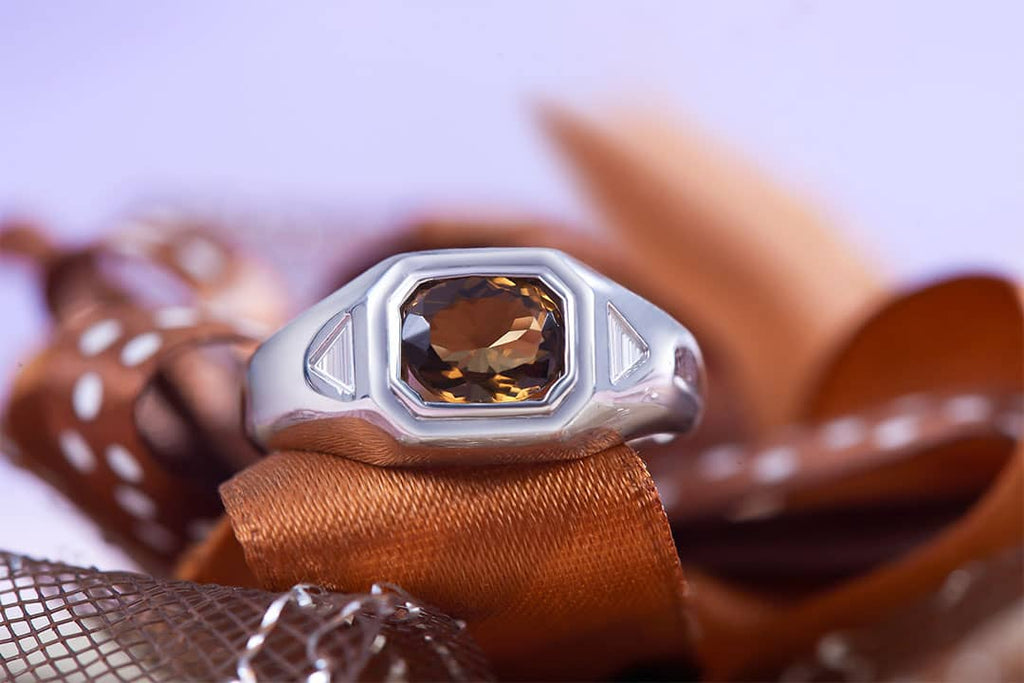 Nhẫn Nam Đá quý thiên nhiên Citrine Men's Ring in Sterling Silver by AME Jewellery