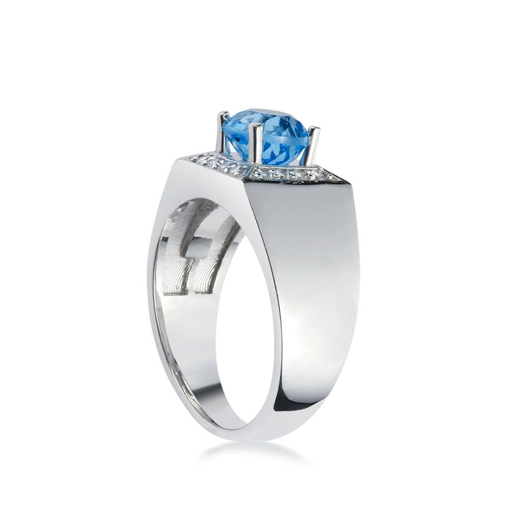 Nhẫn nam Đá quý thiên nhiên Blue Topaz Men's Ring in Sterling Silver by AME Jewellery