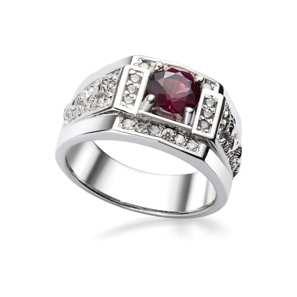 Nhẫn Rồng Nam Đá quý thiên nhiên Garnet dragon ring for men - AME Jewellery 