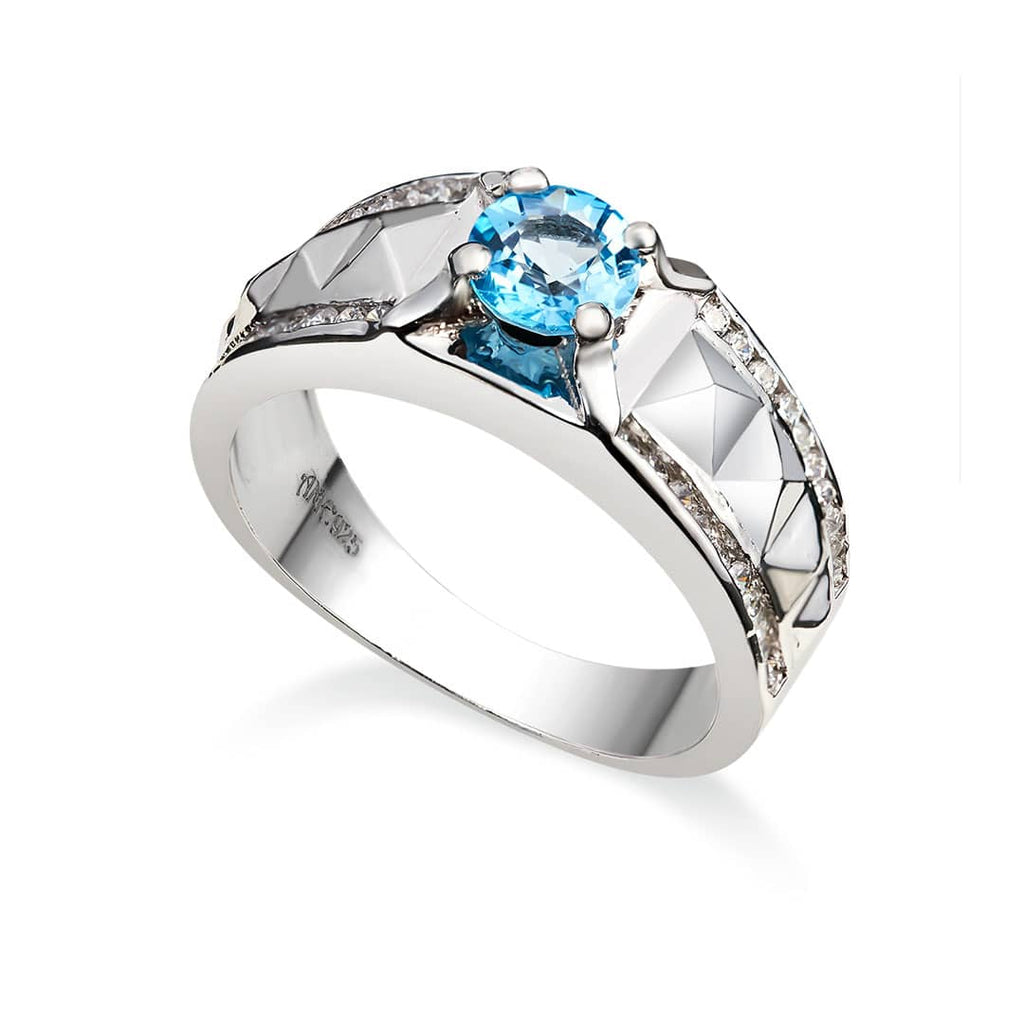 Nhẫn Nam Đá quý thiên nhiên Blue Topaz Men's Ring in Sterling Silver by AME Jewellery