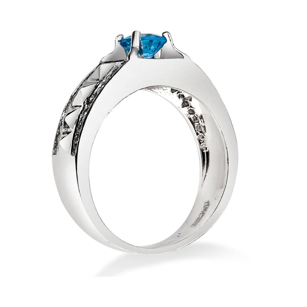 Nhẫn Nam Đá quý thiên nhiên Blue Topaz Men's Ring in Sterling Silver by AME Jewellery