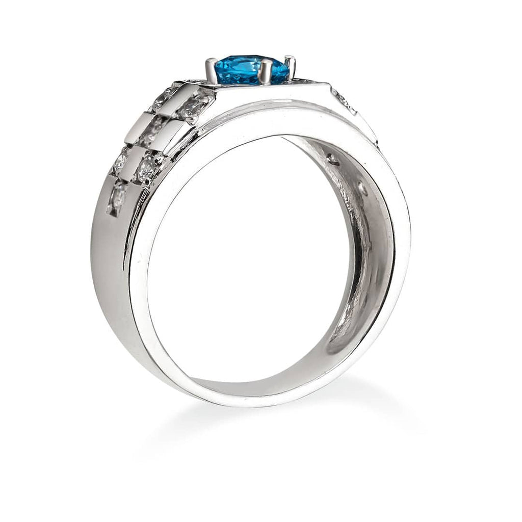 Nhẫn Nam Đá quý thiên nhiên Natural Blue Topaz Men's Ring in Sterling Silver by AME Jewellery