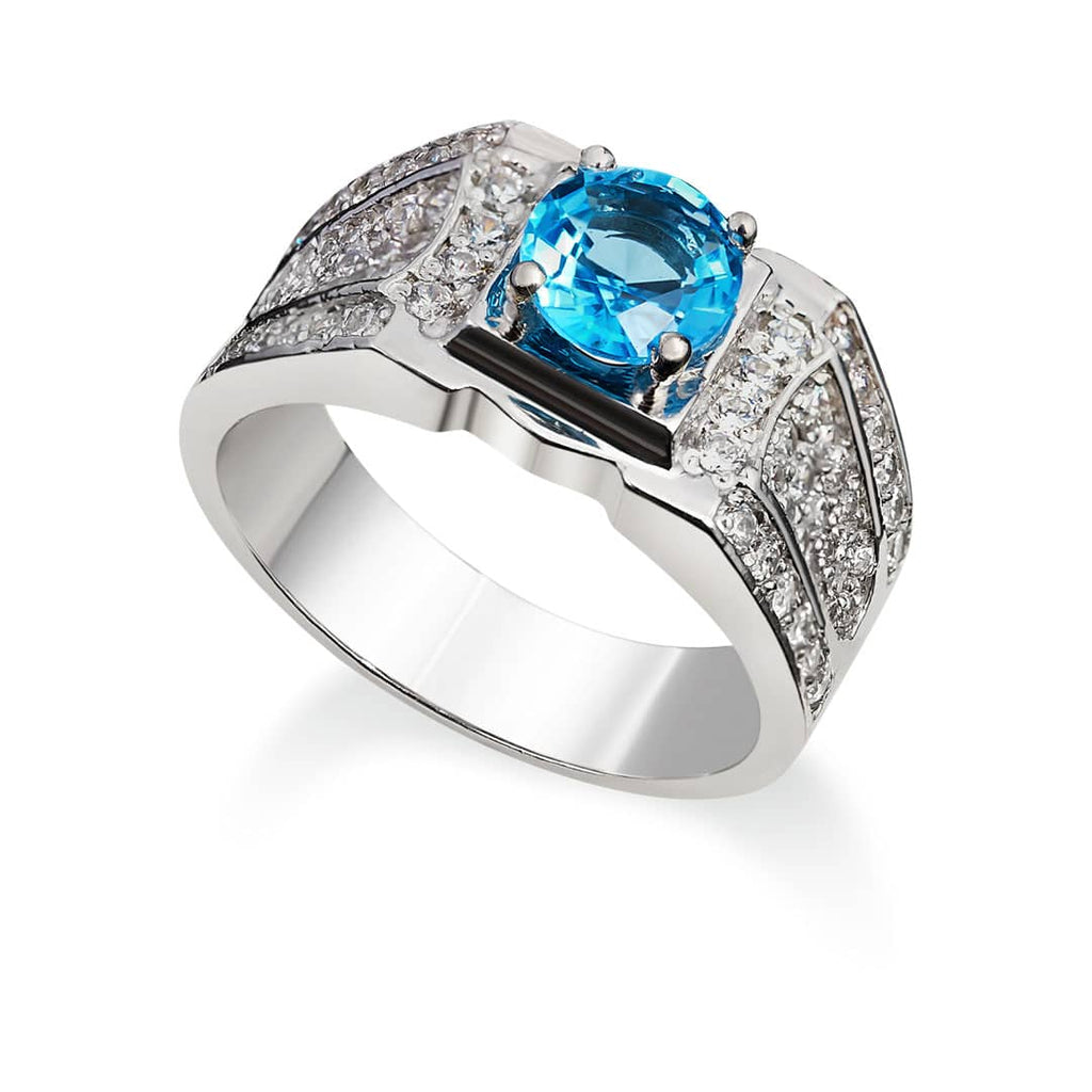 Nhẫn Nam Đá quý thiên nhiên Natural Blue Topaz Men's Ring | AME Jewellery