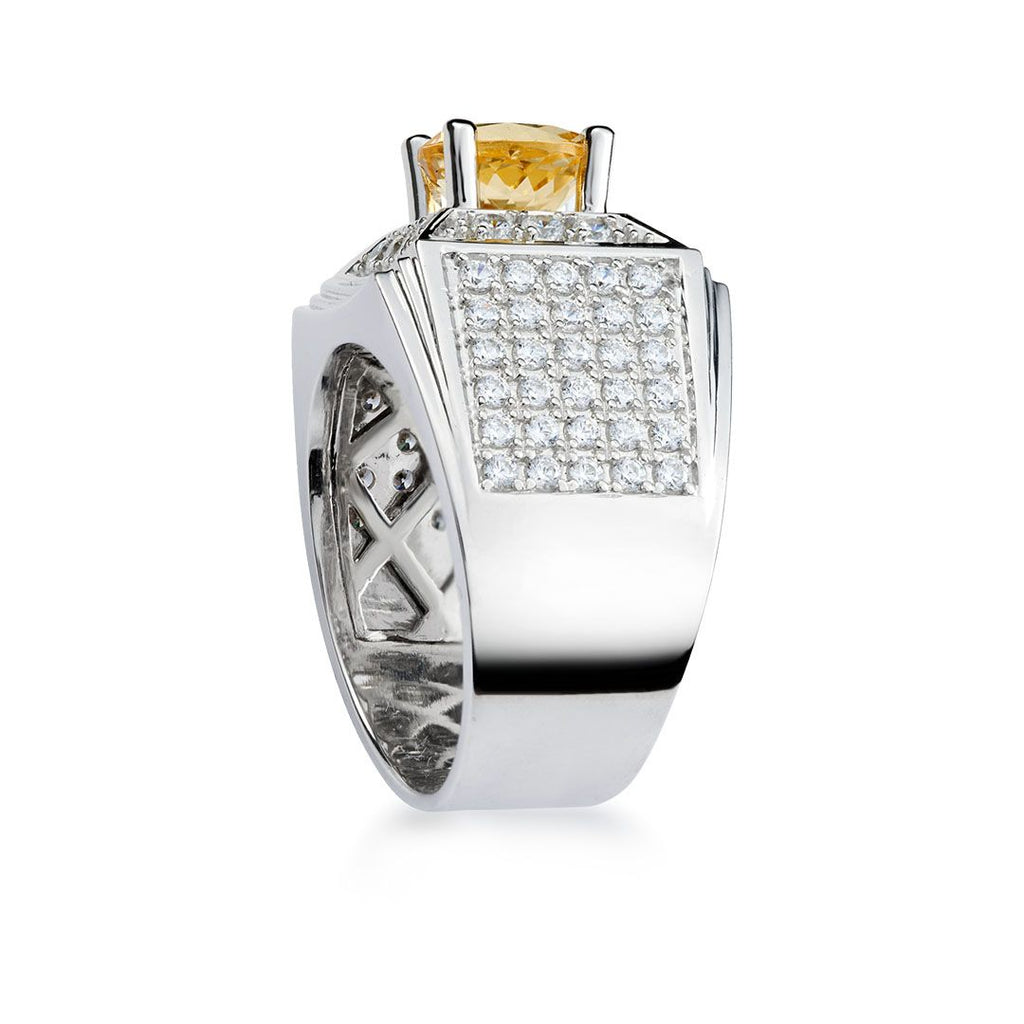 Nhẫn Nam Đá quý thiên nhiên Citrine Men's Ring in Sterling Silver AME Jewellery