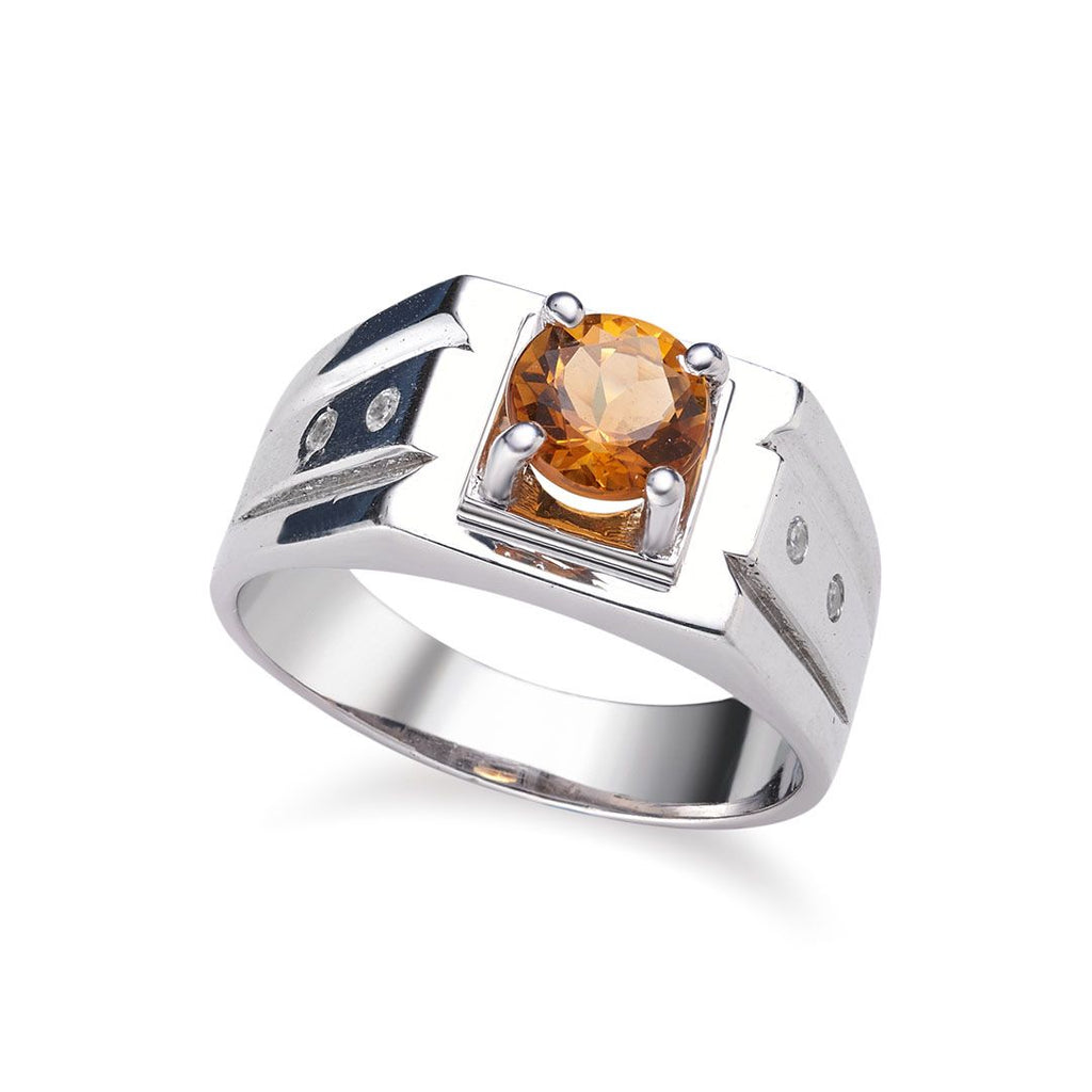 Nhẫn Nam Đá quý thiên nhiên Citrine Men's Ring in Sterling Silver by AME Jewellery