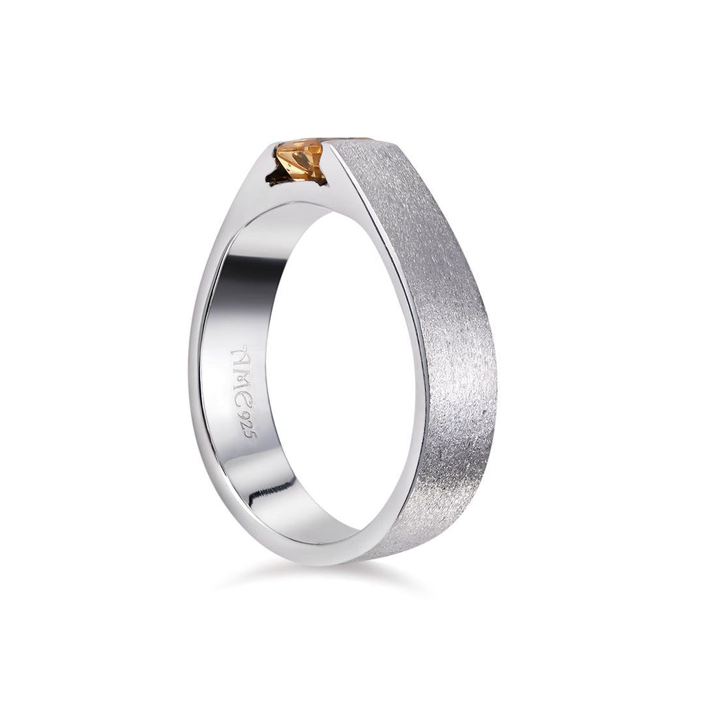 Nhẫn Nam Đá quý thiên nhiên Baguette Citrine Matte Finish Men's Ring by AME Jewellery