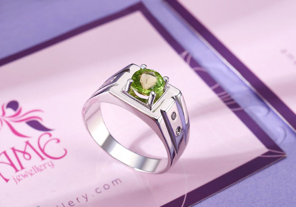 Nhẫn Nam Đá quý tự nhiên Peridot Men's Ring in Sterling Silver by AME Jewellery