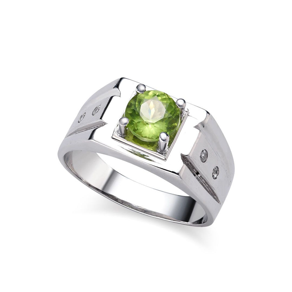 Nhẫn Nam Đá quý tự nhiên Peridot Men's Ring in Sterling Silver by AME Jewellery