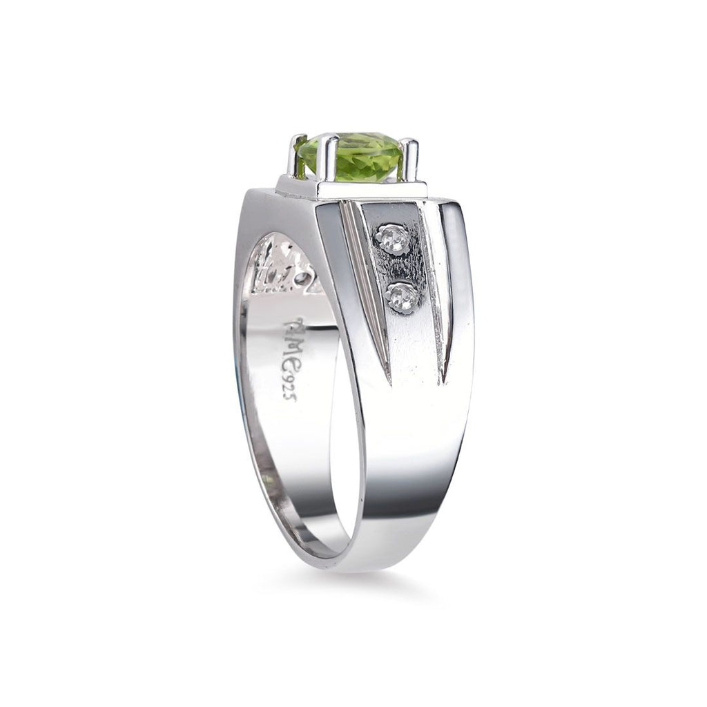 Nhẫn Nam Đá quý tự nhiên Peridot Men's Ring in Sterling Silver by AME Jewellery