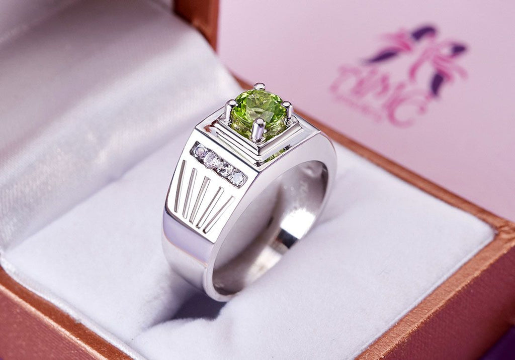 Nhẫn Nam Đá quý thiên nhiên Peridot Men's Ring in Sterling Silver by AME Jewellery