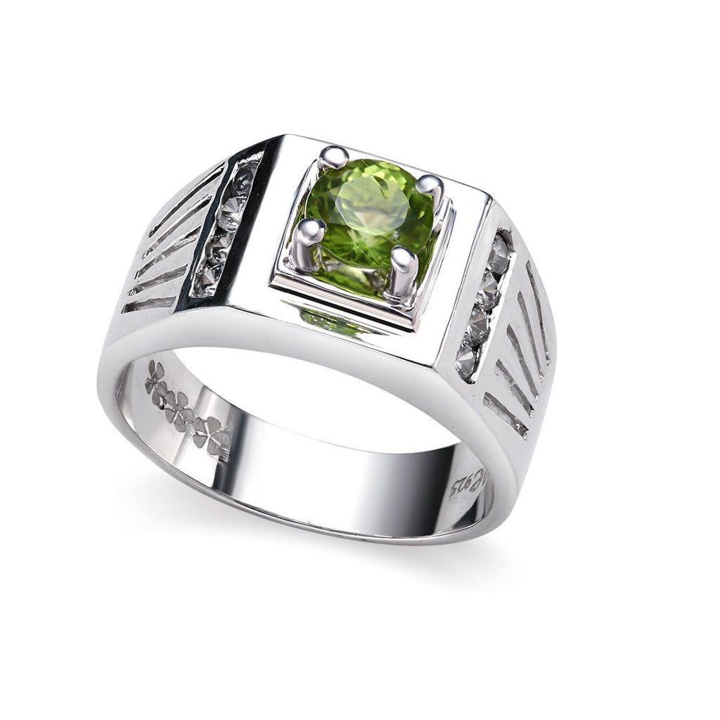 Nhẫn Nam Đá quý thiên nhiên Peridot Men's Ring in Sterling Silver by AME Jewellery