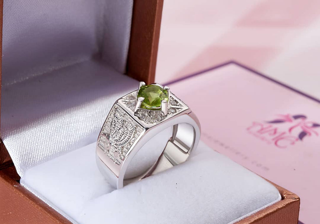 Nhẫn Nam Đá quý thiên nhiên Peridot Eagle Men's Ring in Sterling Silver by AME Jewellery