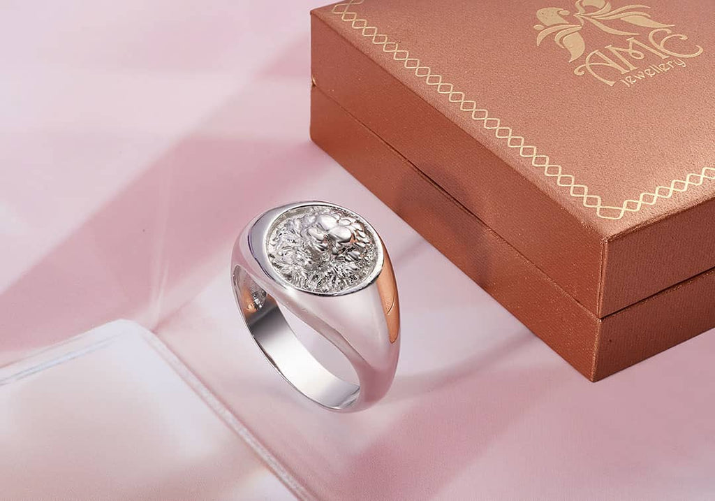 Nhẫn Nam Sư Tử Lion Oval Signet Ring for Men | AME Jewellery