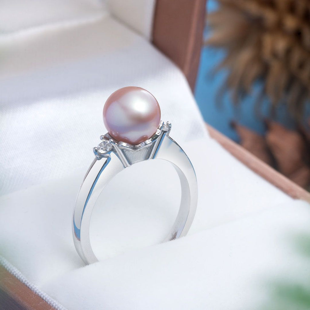 Nhẫn nữ Ngọc trai Lavender Freshwater Pearl Flower Ring by AME Jewellery