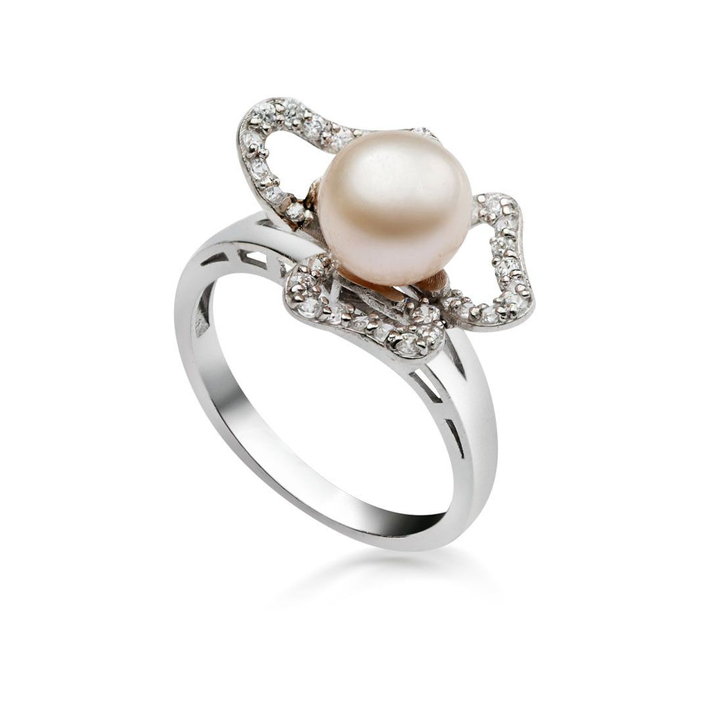 Nhẫn Ngọc trai trắng White Pearl Flower Ring by AME Jewellery