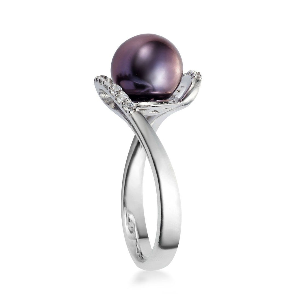 Nhẫn nữ Ngọc trai màu tím Aubergine Freshwater Pearl Bypass Ring by AME Jewellery