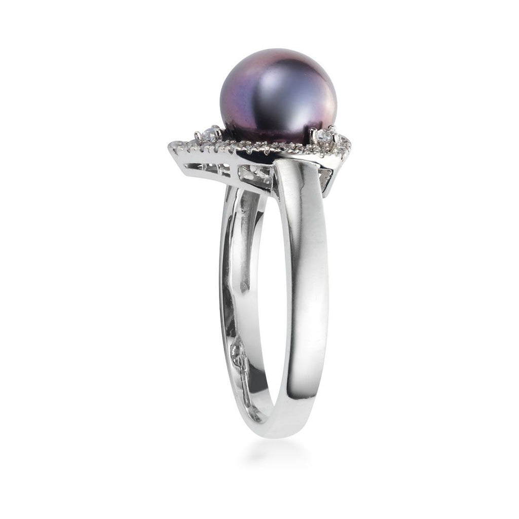 Nhẫn nữ Ngọc trai màu tím Aubergine Freshwater Pearl Bypass Ring by AME Jewellery