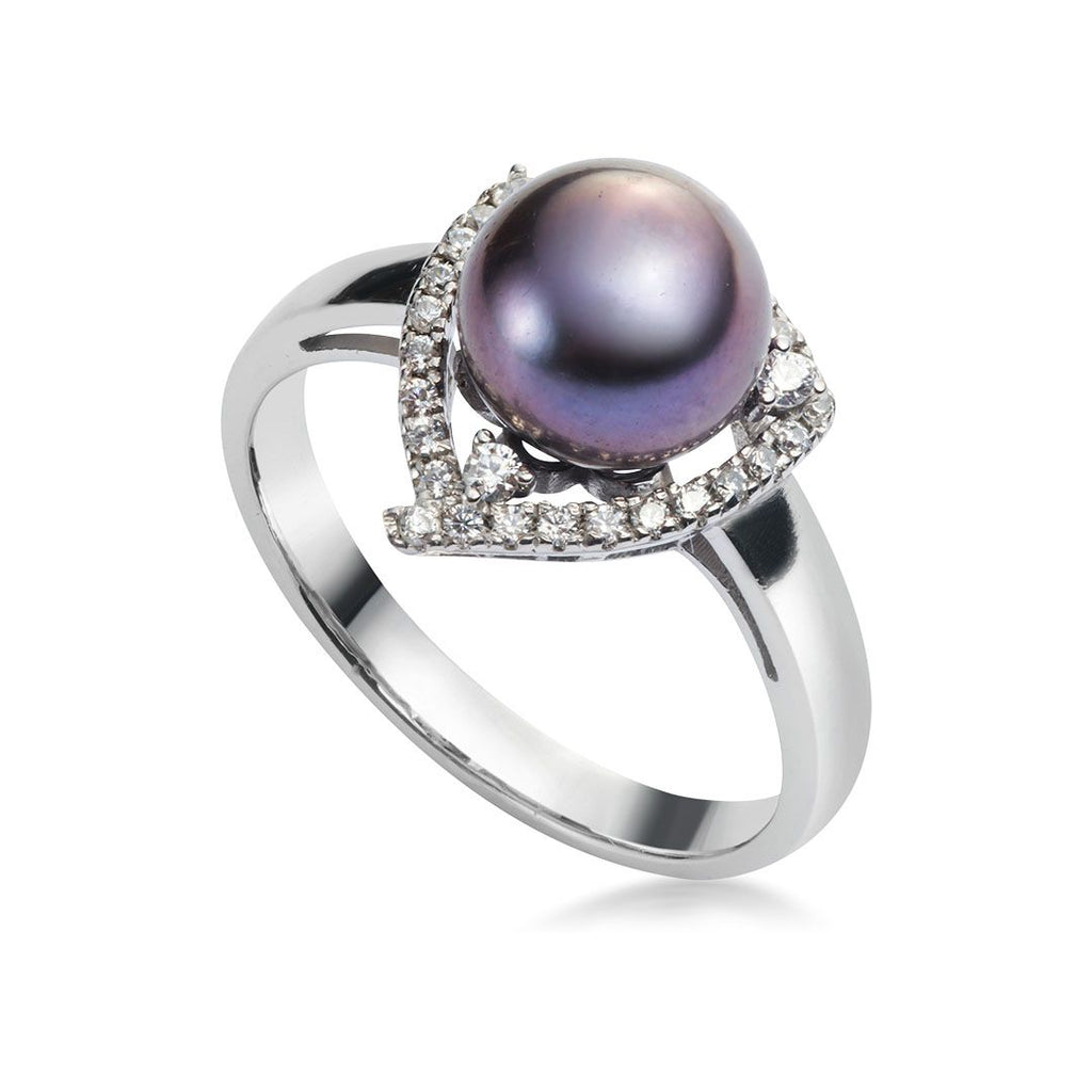 Nhẫn nữ Ngọc trai màu tím Aubergine Freshwater Pearl Bypass Ring by AME Jewellery