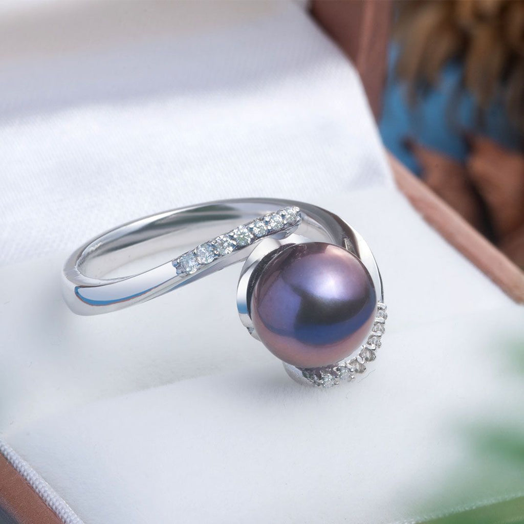 Nhẫn Ngọc trai Nước ngọt peacock pearl bypass ring AME Jewellery