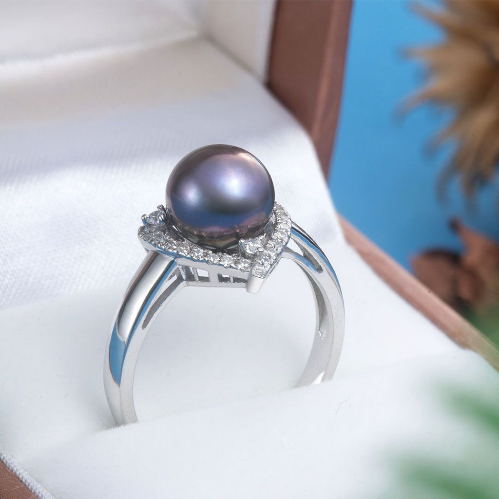 Nhẫn nữ Ngọc trai màu tím Aubergine Freshwater Pearl Bypass Ring by AME Jewellery