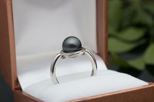 Nhẫn Ngọc trai Peacock freshwater pearl wire wrap ring - AME Jewellery