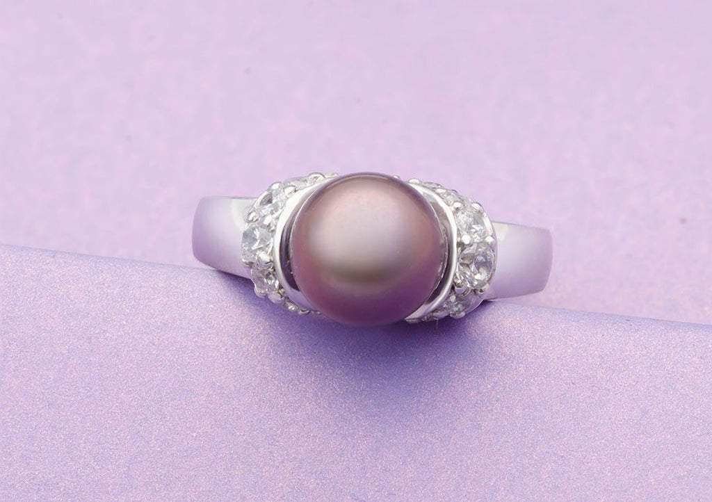 Nhẫn Ngọc trai nước ngọt Peacock Freshwater Pearl accent ring - AME Jewellery