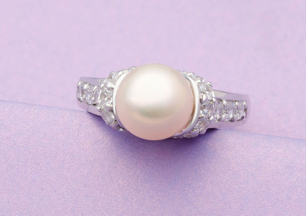 Nhẫn nữ Ngọc trai Lavender Freshwater Pearl Accent Ring by AME Jewellery