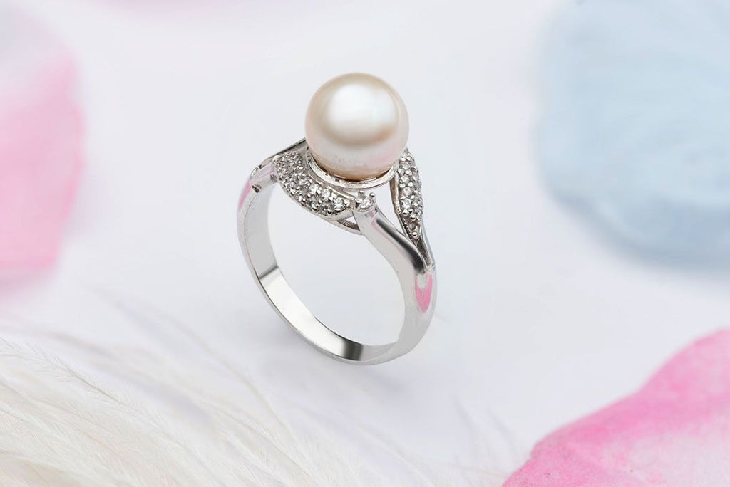 Nhẫn nữ Ngọc trai trắng White Freshwater Pearl Ring by AME Jewellery