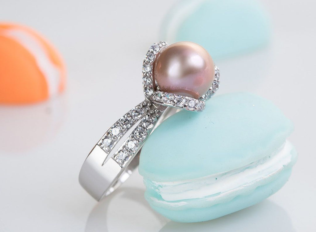 Nhẫn nữ Ngọc trai Lavender Freshwater Pearl Flower Ring by AME Jewellery