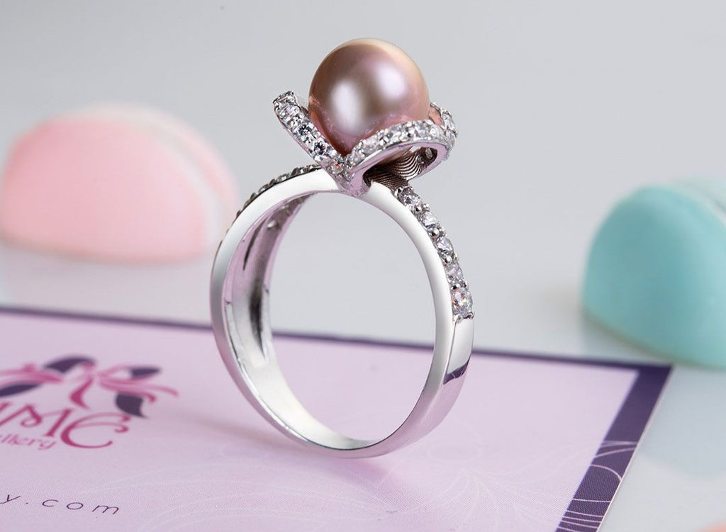 Nhẫn nữ Ngọc trai Lavender Freshwater Pearl Flower Ring by AME Jewellery