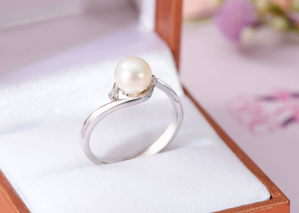 Nhẫn nữ Ngọc trai trắng White Freshwater Pearl Ring by AME Jewellery